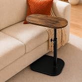 mugenbo TV Tray Table, Adjustable Side Table for Sofa &amp; Bed (Vintage) | Height-adjustable side table with a 360&deg; rotating top keeps books, drinks, and snacks within easy reach.
