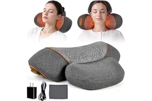KITCADA Neck Massager Pillow, 3-in-1 Neck Massager, Travel Massage Pillow for Shoulder Pain Relief, Deep Tissue Pain with Heat and Traction, Hump Corrector