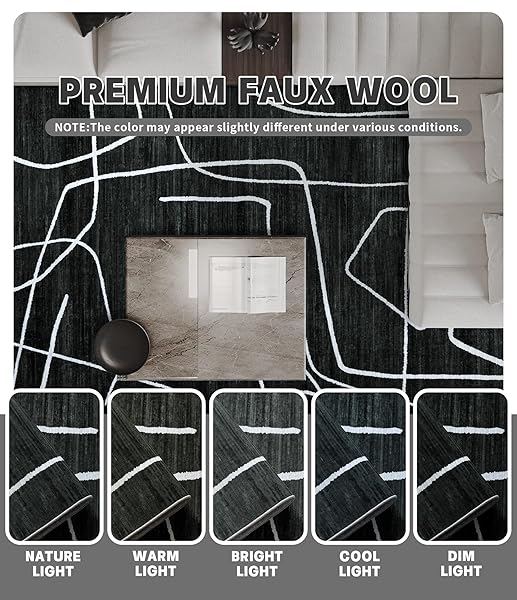 YIHOUSE WASHABLE AREA RUG 6’X9′-ABSTRACT BLACK AND WHITE RUG FOR LIVING ROOM BEDROOM, LARGE MODERN NON-SLIP ULTRA-THIN RUG HOME DECOR,BLACK ABSTRACT,6X9FT