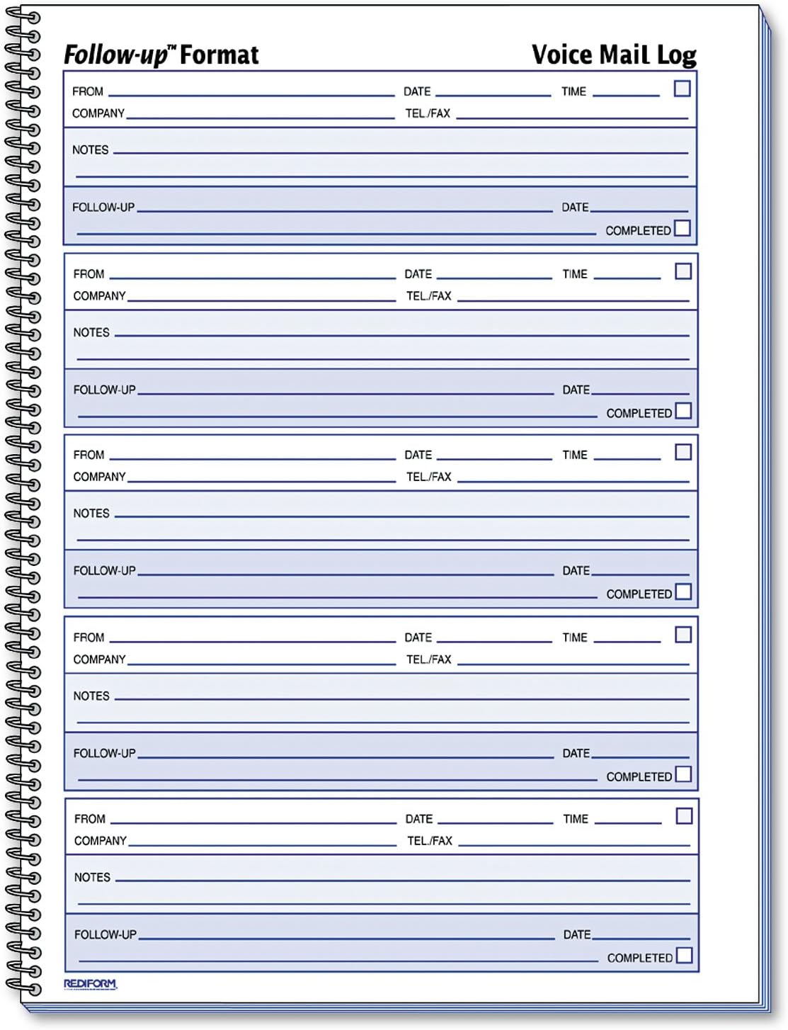 Rediform 51114 Voice Mail Wirebound Log Books 8 x 10 5/8 500 Sets/Book