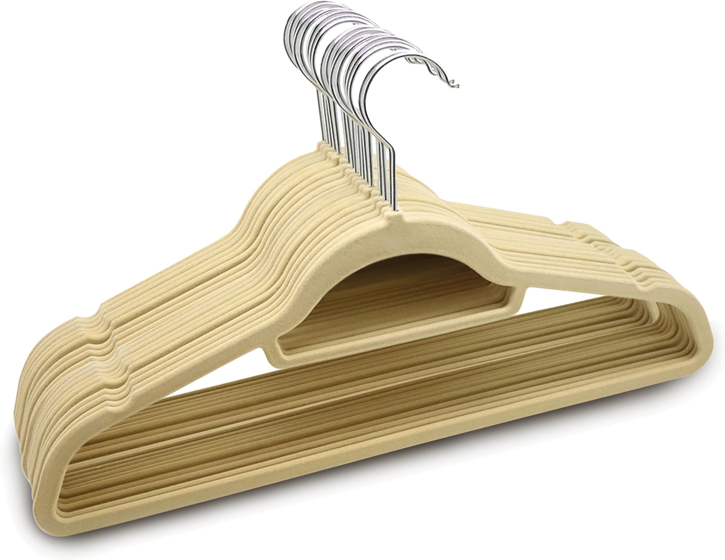 "SPECIAL" - Premium Velvet Hangers (50 Pack) Heavy Duty - Non Slip โ Beige โ Clothes Hangers Velvet Clothes Hanger by AVA Home