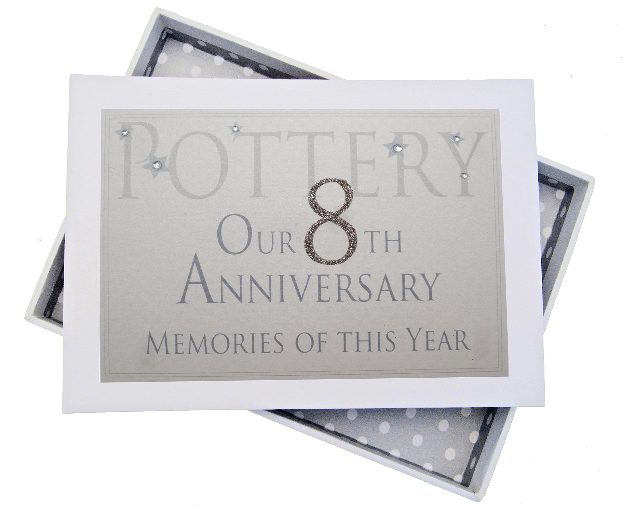 White Cotton Cards 8th Pottery Anniversary Memories of This Year, Tiny Album, Glitter & Words, Wood, 12.5x17.5x2.5 cm