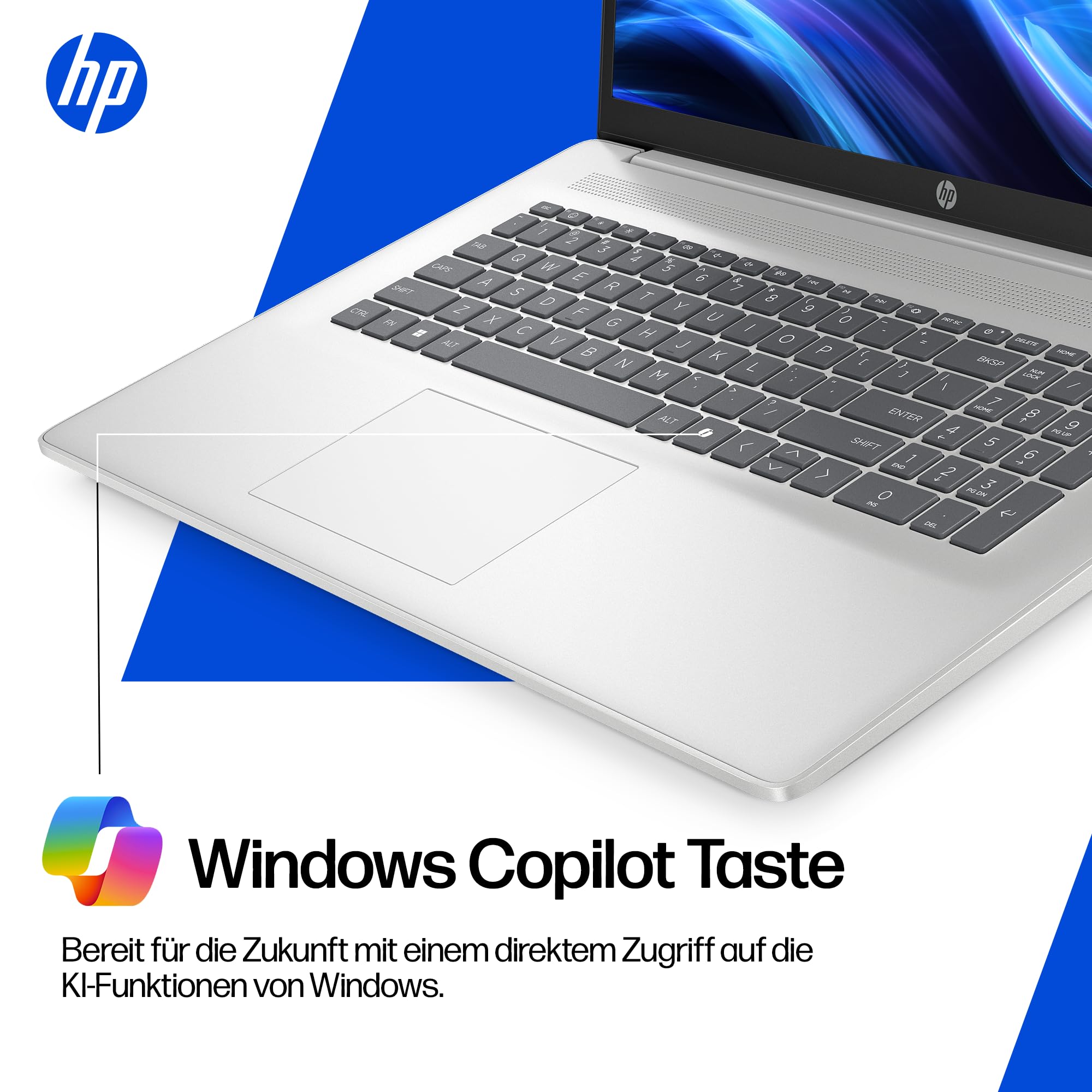 HP Laptop mit 17,3" FHD Display, Intel Core i7-1355U, 16 GB DDR4 RAM, 1 TB SSD, Intel Iris Grafik, Windows 11, QWERTZ, Silber inkl. 25 GB Dropbox-Speicher für 12 Monate 7