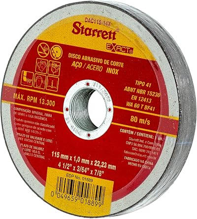Starrett 115 x 1mm Slitting Disc 22.23mm Bore Pack of 12 4.5"