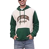 IBTOM CASTLE Men's Casual Hooded Sweatshirt,Letter Embroidered Long Sleeve Drop Shoulder Pullover Tops