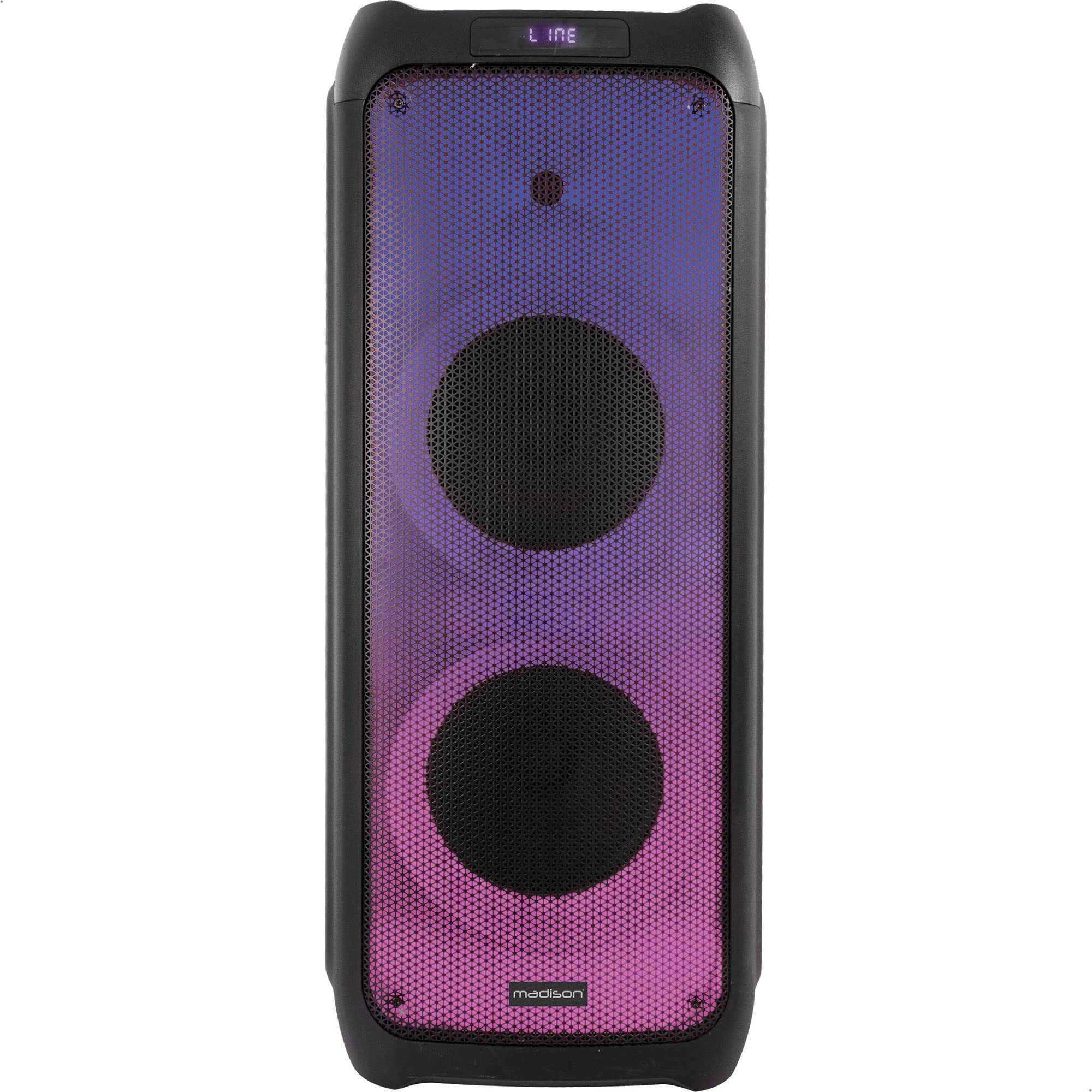Madison - Mad-Vegas120 - Enceinte 2X10” De 800W Avec Bluetooth, Usb Et Micro-Sd - Façade Avant Éclairée De 172Leds - Noir
