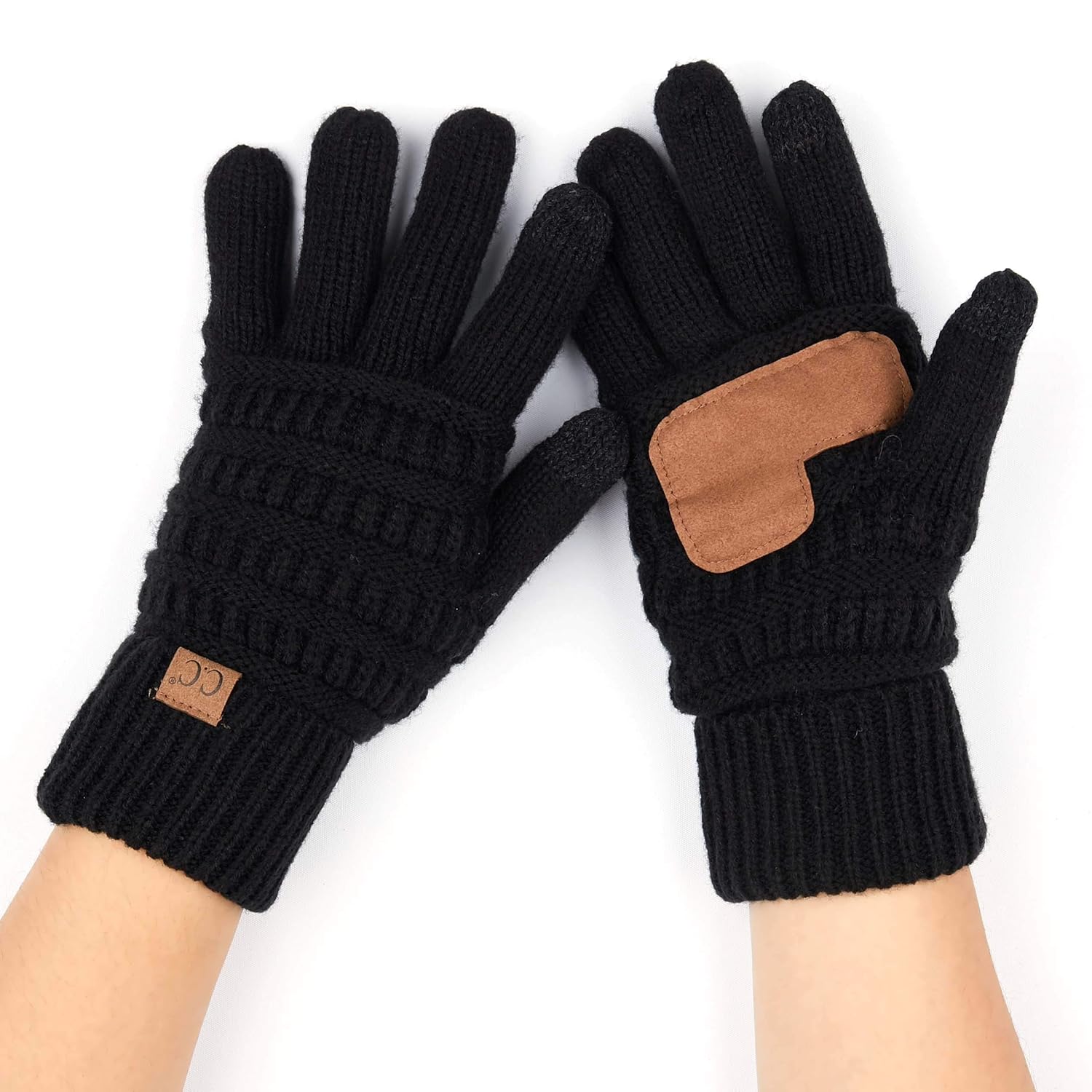 C.C Women Solid Ribbed Glove with Smart Tips (G-20)(G-33)(G-80)