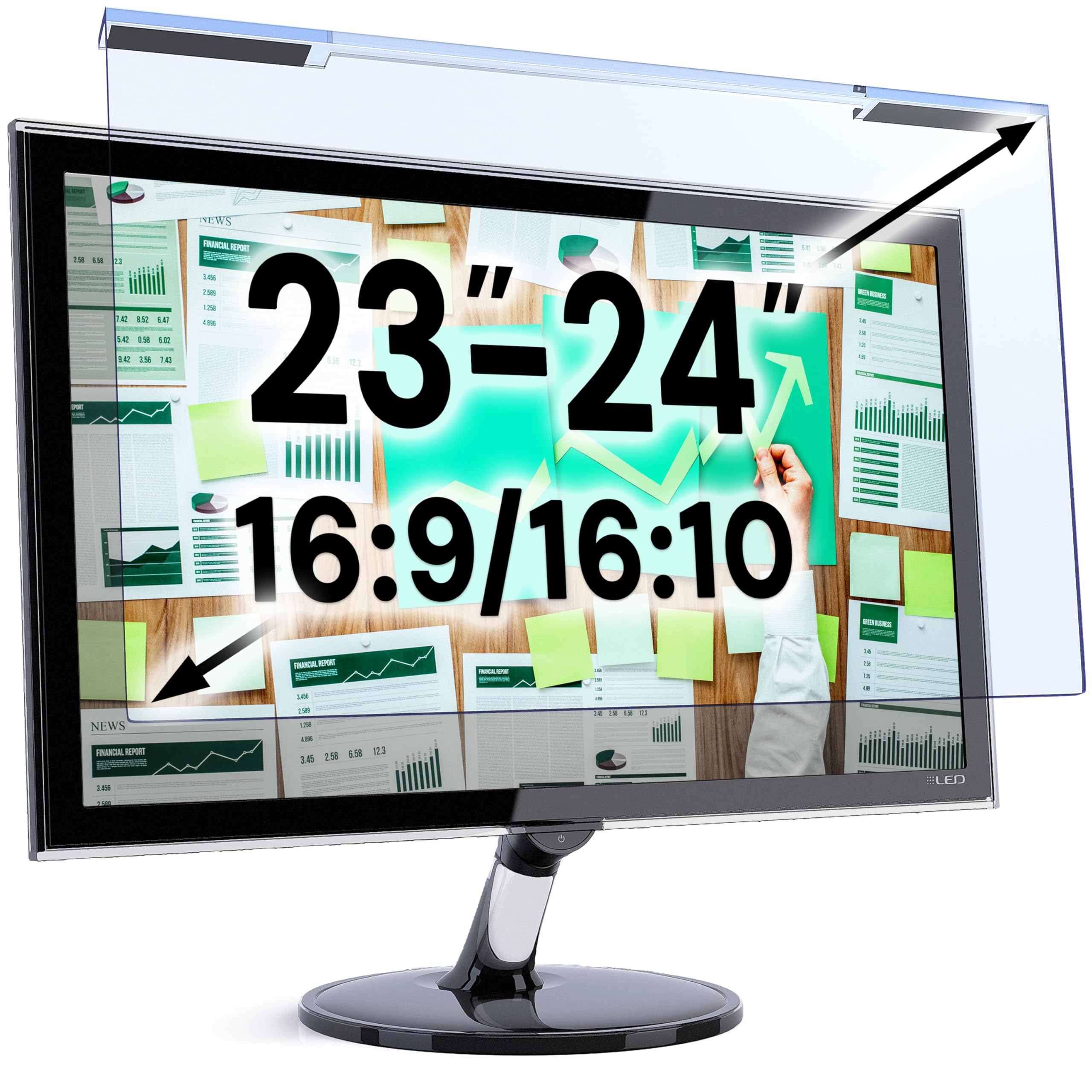 VINTEZ Blue Light Screen Protector for 23, 23.6, 23.8, 24 Inch Computer Monitor and Laptop – Anti-UV Blue Light Blocking Film for Desktop PC, Eye Protection Filter, 21.2" x 13.4", 1 Pack