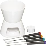 KitchenCraft Chocolate Fondue Set with Four Forks Tealight Ceramic Bowl and view 1