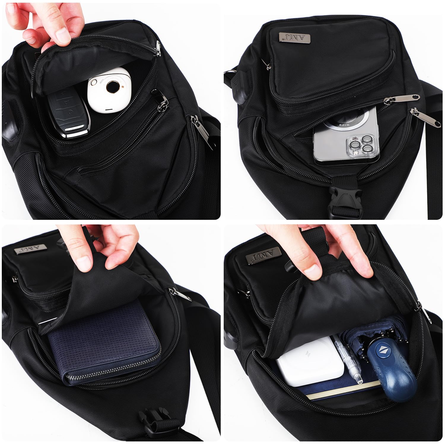 AMJ Crossbody Sling Bag Men Women, Casual Shoulder Backpack, Chest Daypack Satchel for Hiking Travel