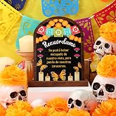 Day of The Dead Decorations, Wooden Table Centerpieces Signs with Base | Dia De Los Muertos Decorations, Recuérdame Wood Sign, Ofrenda Decorations for Altar, with Marigold Monarch Butterflies