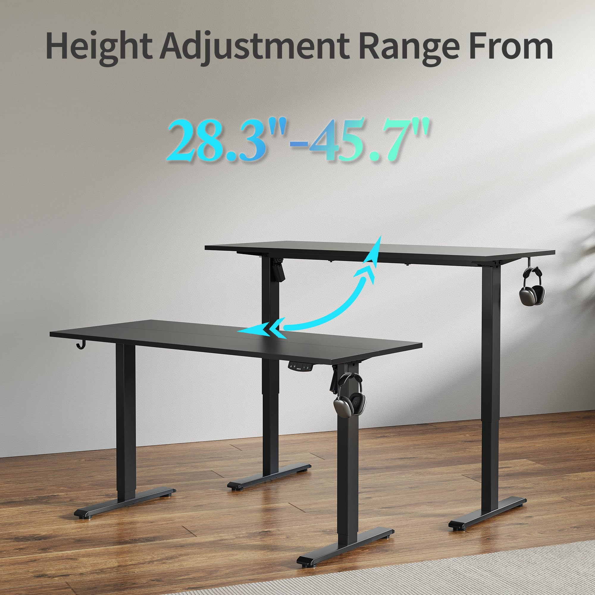 Agilestic Electric Standing Desk 40 x 24 Inches, Height Adjustable Desk, Sit Stand up for Work Office Home, Ergonomic Rising Gaming Computer Table with Memory Preset, Black