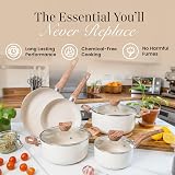 Nuovva Non Stick Pots and Pans Set 8pc Induction Granite Coating Cream view 5