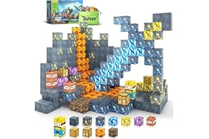 TOYLOGY Magnetic Blocks-Build Mine Magnet World Sword Edition Mine Sword Caverns Magnet Building Craft Toddler Toys for Boys & Girls Age 3-4 4-5 6-8, Sensory Montessori Toys for Kids for 3+