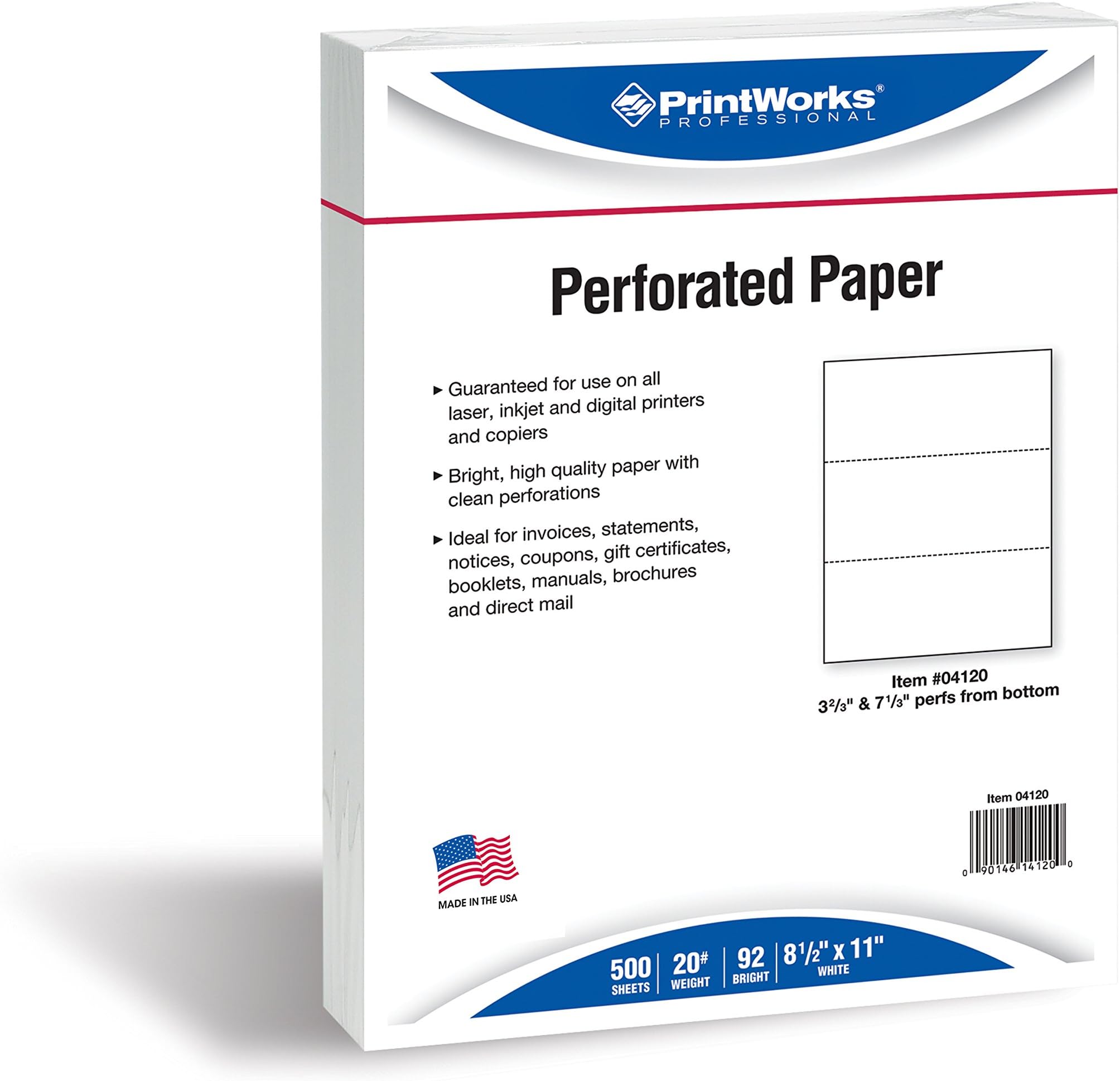 Printworks Professional: 04120 Letter (215.9 x 279.4 mm) White Paper Inkjet Printers – Universal Paper Inkjet Printer (215.9 x 279.4 mm), Letter White 500 Sheets)