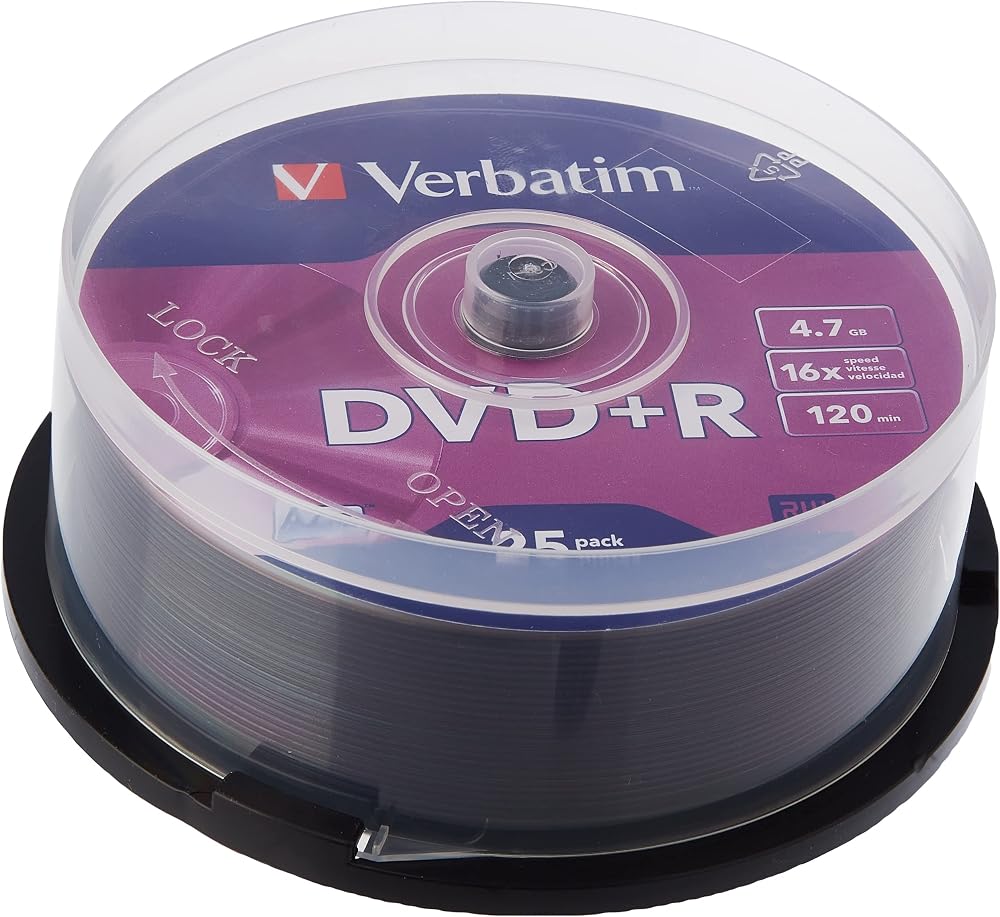 Verbatim DVD+R Spindle 16x 4.7GB Recordable Discs (25 Pack)