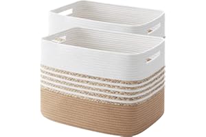 SIXDOVE Baskets 2 Pack, Large Storage Baskets for Organizing, Luandry Basket for Closet,Cotton Rope Blanket Basket for storage, Toy Storage Basket for Living Room, Laundry Room, Bedroom-Brown