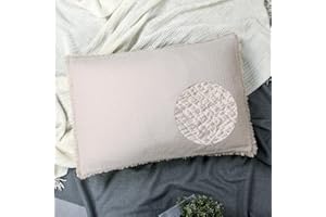 YINFUNG Quilted Pillow Sham Natural Beige Linen King Set of 2 Muslin Cotton Farmhouse Neutral Oatmeal Tassel Fringe Pillowcases Matelasse Boho Decorative Textured Gauze Light Brown 20×36