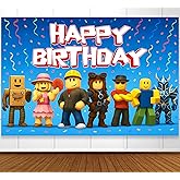 Video Game Birthday Decorations Happy Birthday Banner for Boys 6x4ft Pixel Backdrop Villager Gaming Birthday Party Decorations Video Game Backdrop for Kids Miner Boys Birthday Party Decorations