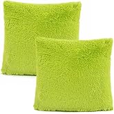 YOUR SMILE Pack of 2, Decorative New Luxury Series Merino Style Fur Throw Pillow Case Cushion Cover 18" x 18"(Green)