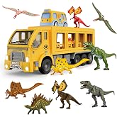 Veslier Dinosaur Truck Toys Set, Dinosaur Transport Carrier Truck with 10 Dinosaur Figures, Toy Bus with Pterodactyls &amp; T-Rex, Dinosaur Toys for Boys Ages 3-6, Birthday