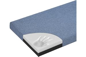 baibu 48 Inch Bench Cushion, Dual-Layer Design Memory Foam Indoor Bench Cushion, Non-Slip Standard Size Rectangle Seat Pad with Ties, 48x16x2Inch, Blue