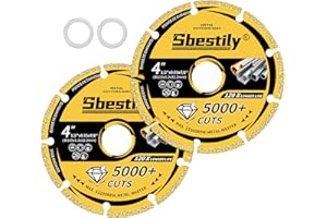 Sbestily 2Pack Diamond Cut Off Wheel 4 1/2 Inch Carbide Cutting Wheels 4-1/2" x 1/20" x 7/8" for Metal, Rebar, Steel, Cast Iron, INOX, Angle Grinder Cutting Discs