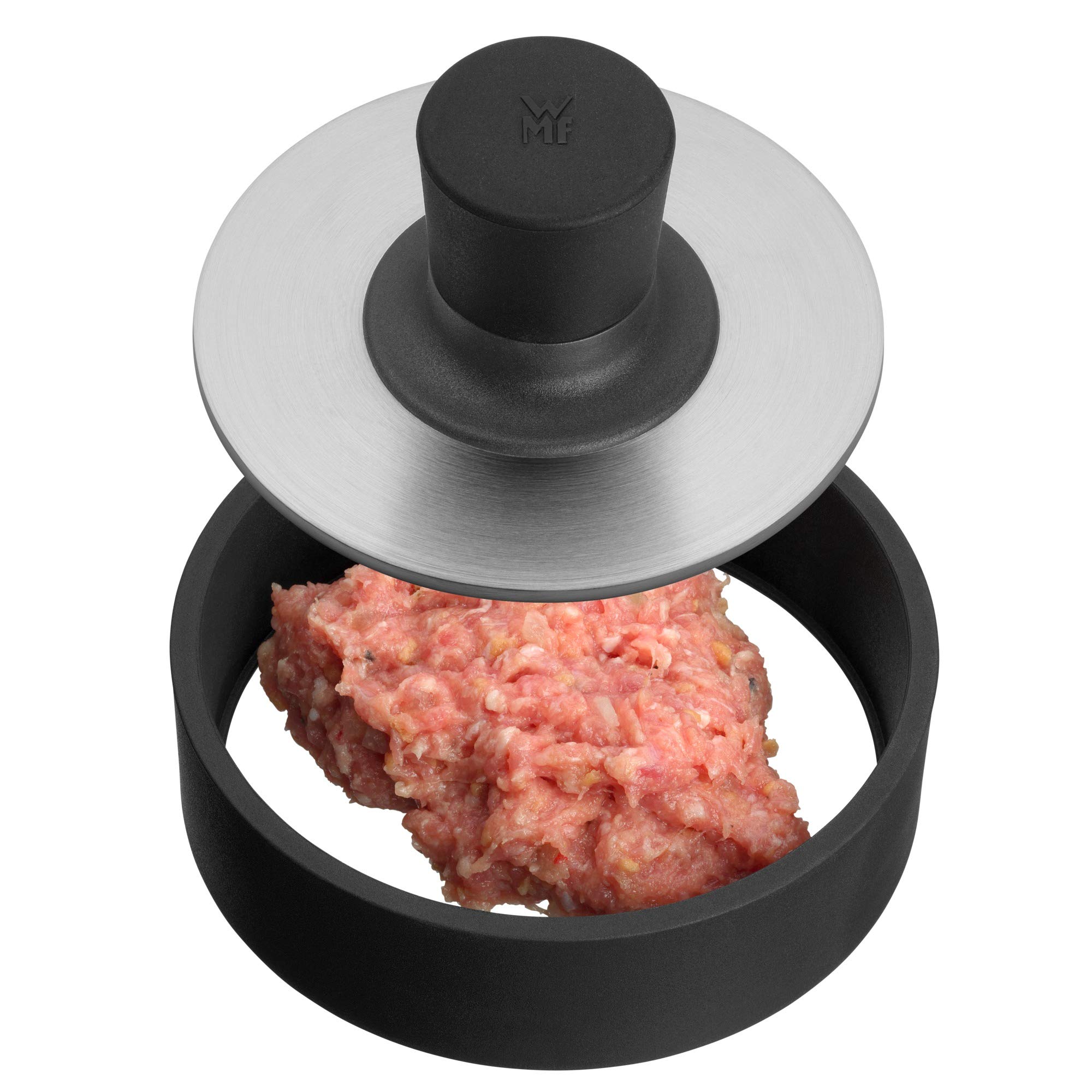 WMF BBQ Burgerpresse Edelstahl 12,5 cm, Pattypresse für gleichmäßige Patties für leckere Hamburger, Cheeseburger, Vegi-Burger-Presse, Gemüsepresse 9