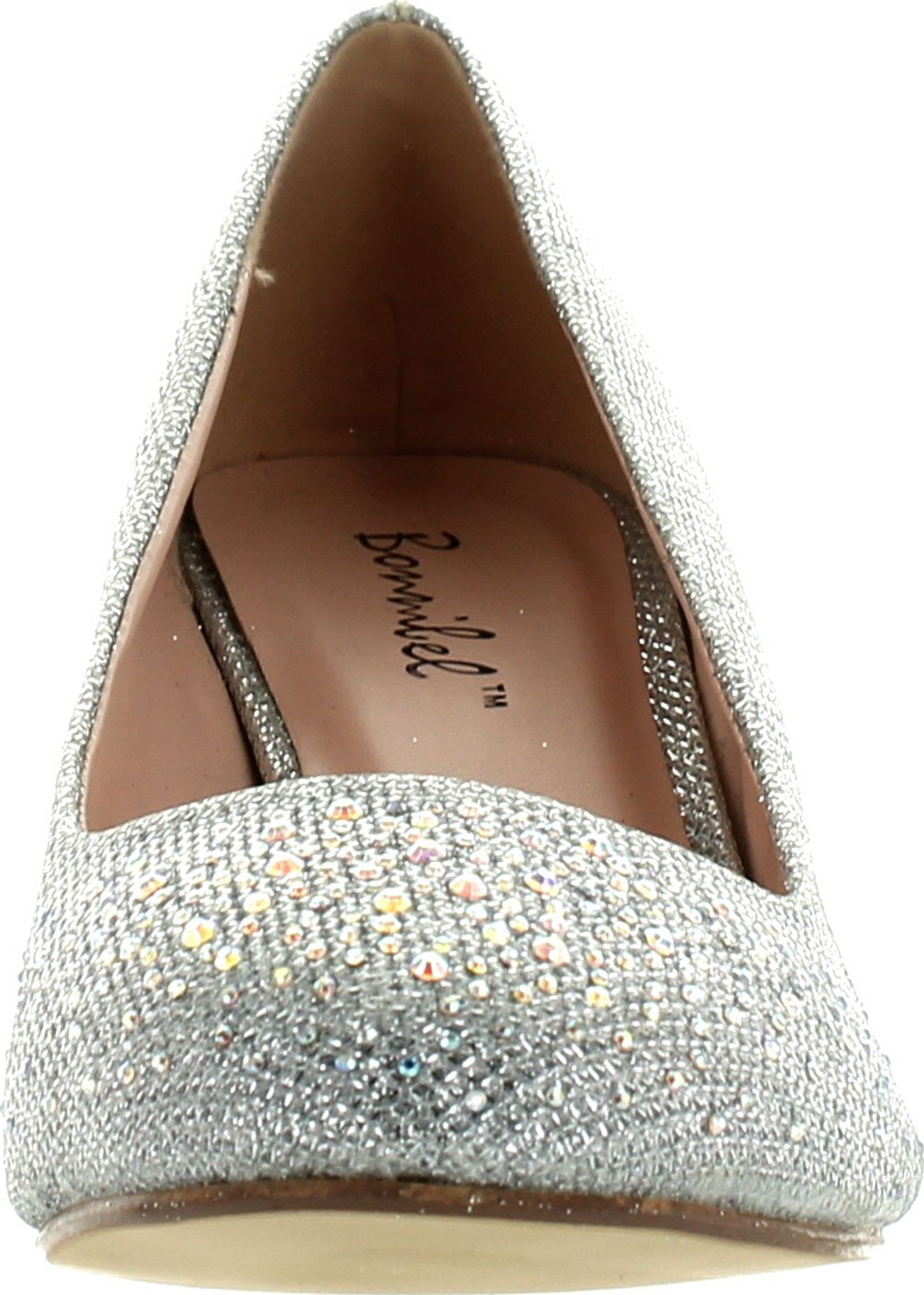Bonnibel Wonda-1 Womens Round Toe Low Heel Glitter Slip On Dress Pumps,Silver,10 - Image 4