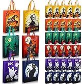 Paterr 30 Pcs Large Halloween Bags Multifunctional Non Woven Halloween Tote Bags with Handles 6 Patterns Design Trick or Treat Bag for Candy Wrapping Party Supplies, 11.8'' x 3.1'' x 15''