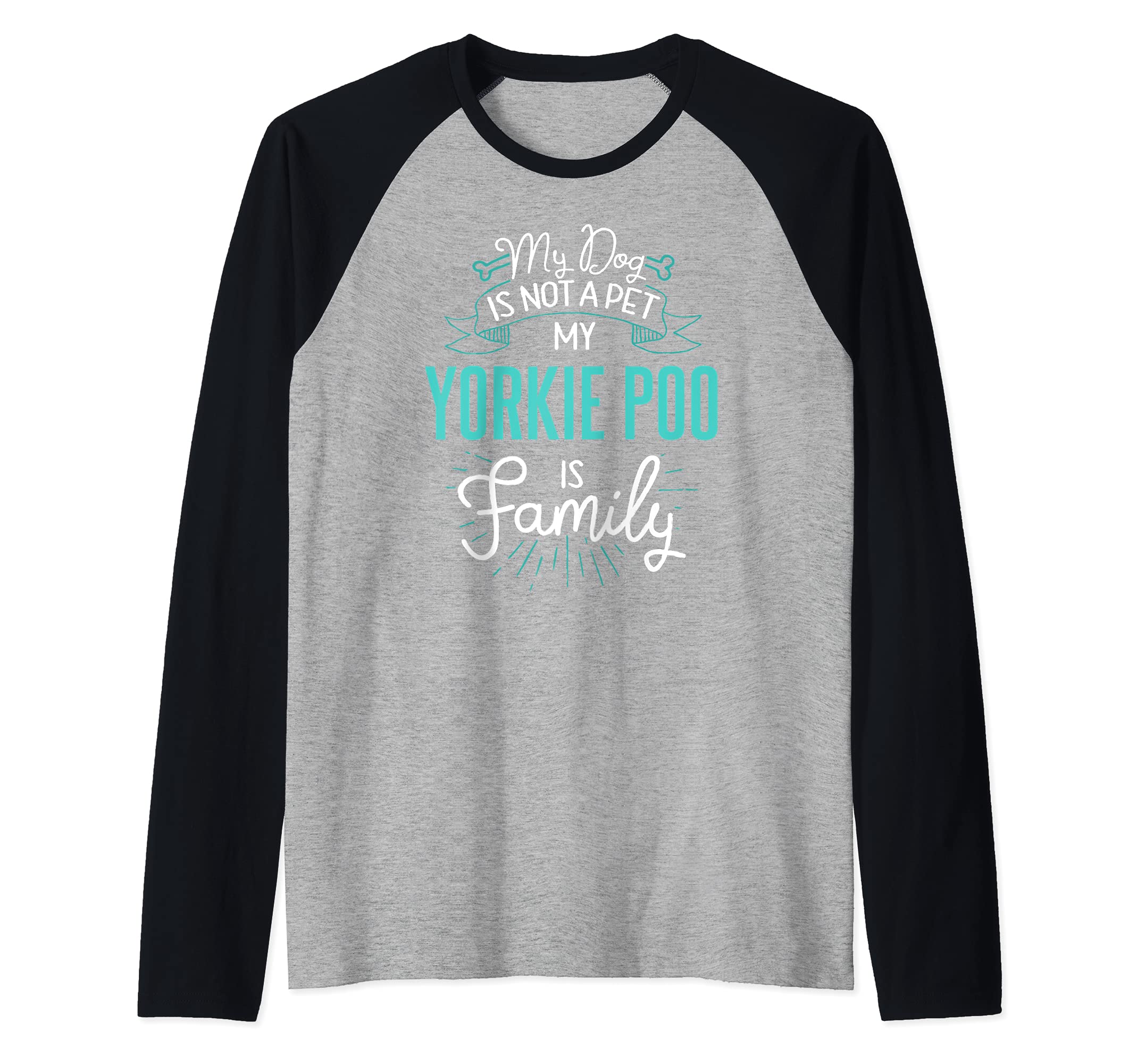 Cute Yorkie Poo Design Family Dog Giftn Raglan Baseball Tee