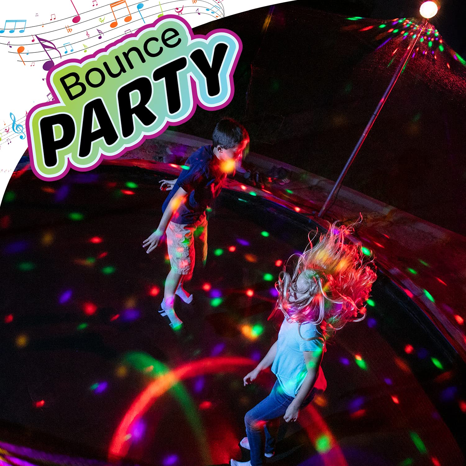 ThrillZoo Bounce Party - Trampoline Lights & Music - Kids Fun Summer Nightime Trampoline Accessories Game