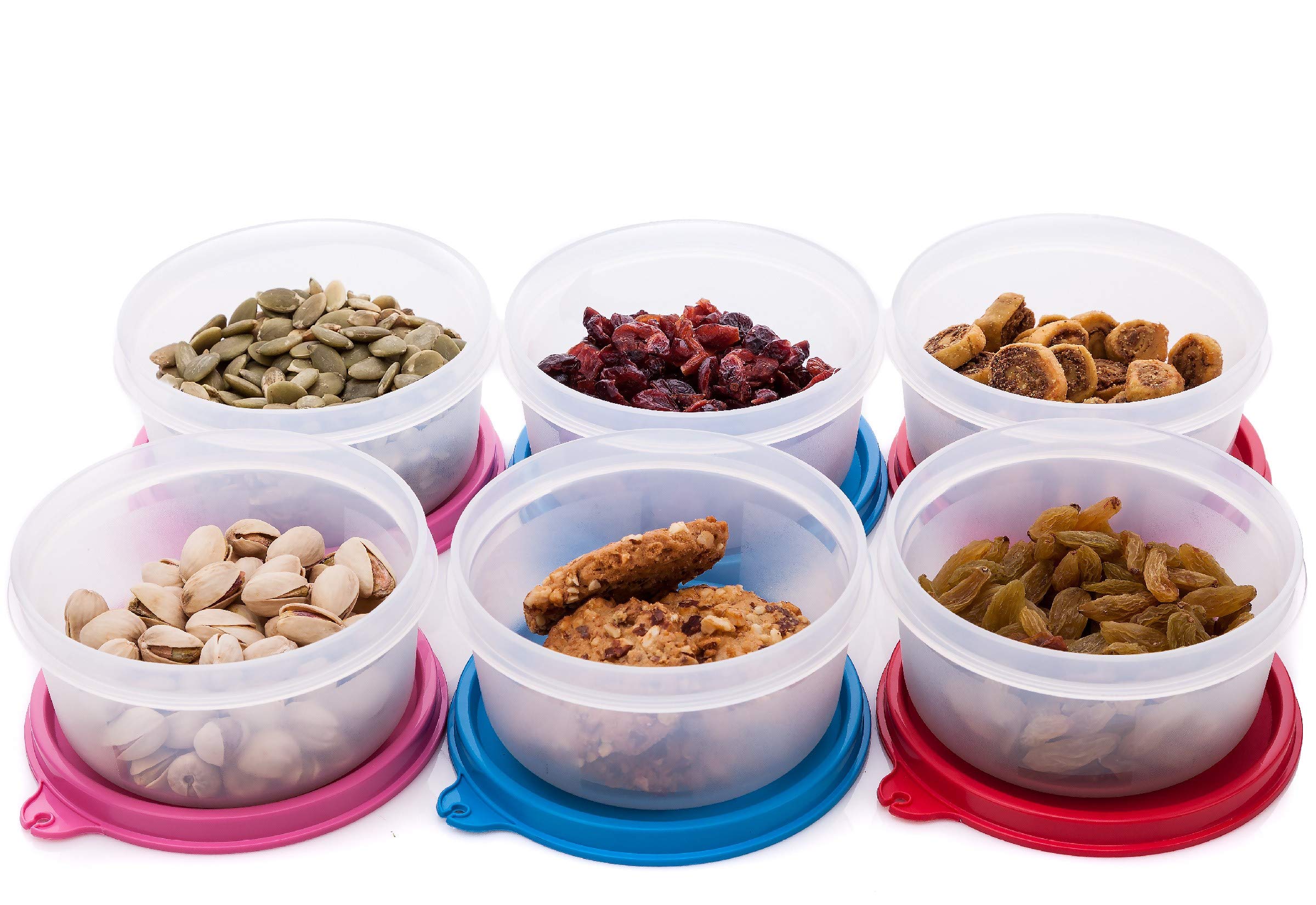 Reusable Plastic Food Storage Containers – Stackable Airtight Food Containers for Snacks, Picnics, Food Prep, Picnics and More – Set of 6-10 oz
