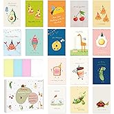 16 Pack Funny Birthday Cards with Self-adhesive Envelopes, 4" x 6" Boxed Cartoon Lighthearted Birthday Cards for Friends and Family, 16 Unique Designs - No Repeats