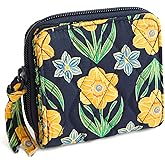 Vera Bradley Women's Premium Cotton Small Zip-Around Wallet, Peacoat, One Size