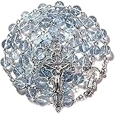 GeekTenet Rosary Beads Chaplet Artificial Crystal Glass Aquamarine Rosery Cross Catholic gifts