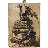 Aonimonis Dragon and Books Throw Blanket Gifts for Women Adults Girls, Soft Fuzzy Warm Cozy Flannel Blankets for Bedroom, Travel, Couch, Home Decor 50x60 in
