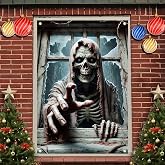 Starlit Patio Window Cover Halloween 47x31 Inch Scary Skeleton Grim Reaper Banner Creepy Horror Window Decoration for Haunted House Outdoor Indoor Poster Trick or Treat Decor