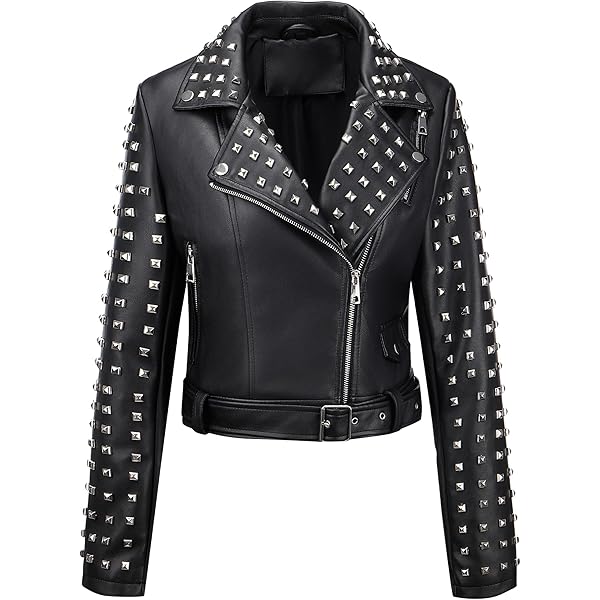 NM-Fashions Mens Studded Leather Jacket Rock Punk - Brando