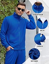 COOFANDY Blue Track Suit For Men Set Long Sleeve