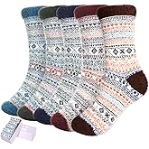 SISOSOCK 5 Pairs Fuzzy Soft Cozy Fluffy Socks for Women, Casual Thick Plush Comfy Sleep Socks, Warm Winter Gifts for Women