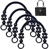 Yayatty Wooden Beaded Bag Handles, Black Purse Handles Nylon Rope Purse Straps Replacement Bag Handles U-Shape Purse Handles for Bag Making Shoulder Bag Handbag DIY Crochet Bag