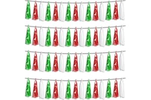 HYSILLA 4P Red Green White Foil Fringe Metallic Tassel Streamers Banner Tassel Garland for Parade Floats, Graduation, Wedding, Birthday, Halloween, Christmas, Mexican Italian Birthday Party Decorations