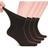 Hugh Ugoli Diabetic Socks for Men, Loose Ankle Socks, Rayon Derived from Bamboo, Extra-Wide, Thin, Seamless Toe, 4-8 Pairs