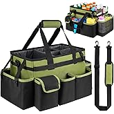 ZIOZERTT Cleaning Caddy Organizer With Handle,Cleaning Bags For Supplies, Cleaning Supplies Caddy For Housekeepers,Green