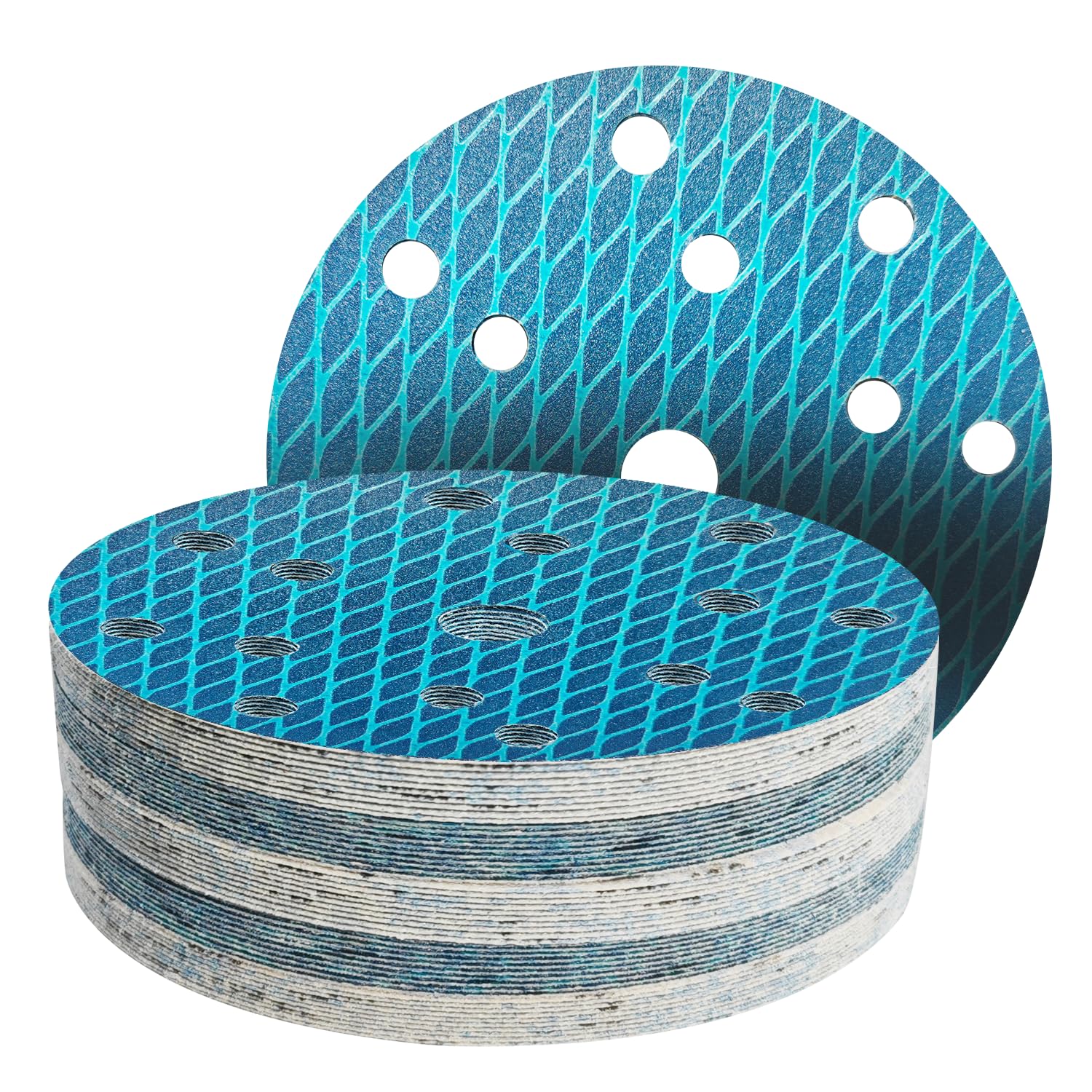 GZKTY 150mm Sanding Discs, 50 Pieces, 15 Holes, Grits 240, Diamond Shape, Reduce Blockage, for 6 Inch Orbital Sanders