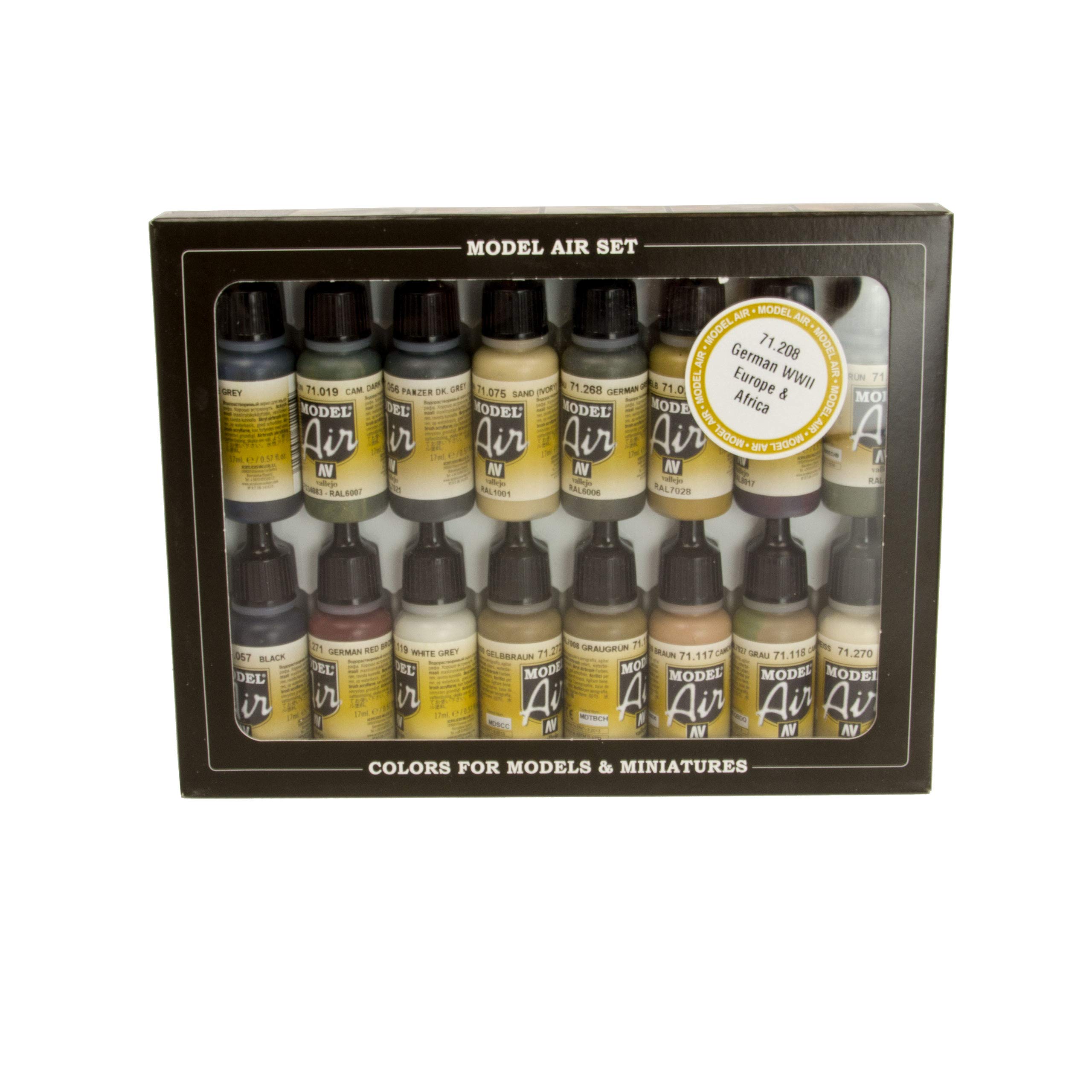 Acrylicos Vallejo "German WWII Europe & Africa" Model Air Set, 17 ml (Pack of 16)