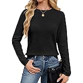 SunnyMelody Womens Long Sleeve Wool Blend Sweater Spring 2026 Business Casual Outfits Classic Crew Neck Work Top