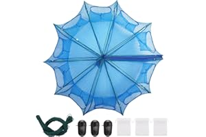 CESTMALL Folded Fish Trap, 10 Holes 10 Sides Crayfish Trap Fish Crab Traps with Nylon Rope for Catching Small Bait Eels Crab Lobster Minnows Shrimp