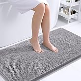 OLANLY Bathroom Rugs 44x24, Extra Soft Absorbent Chenille Bath Rugs, Rubber Backing Quick Dry, Machine Washable Bath Mats for Bathroom Floor, Tub and Shower, Home Decor Accessories, Grey